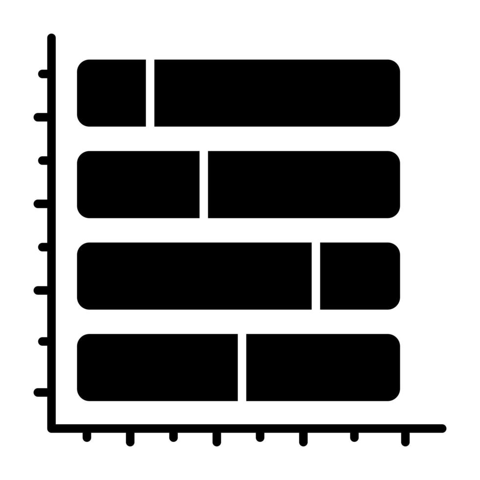 Glyph design icon of horizontal bar chart vector
