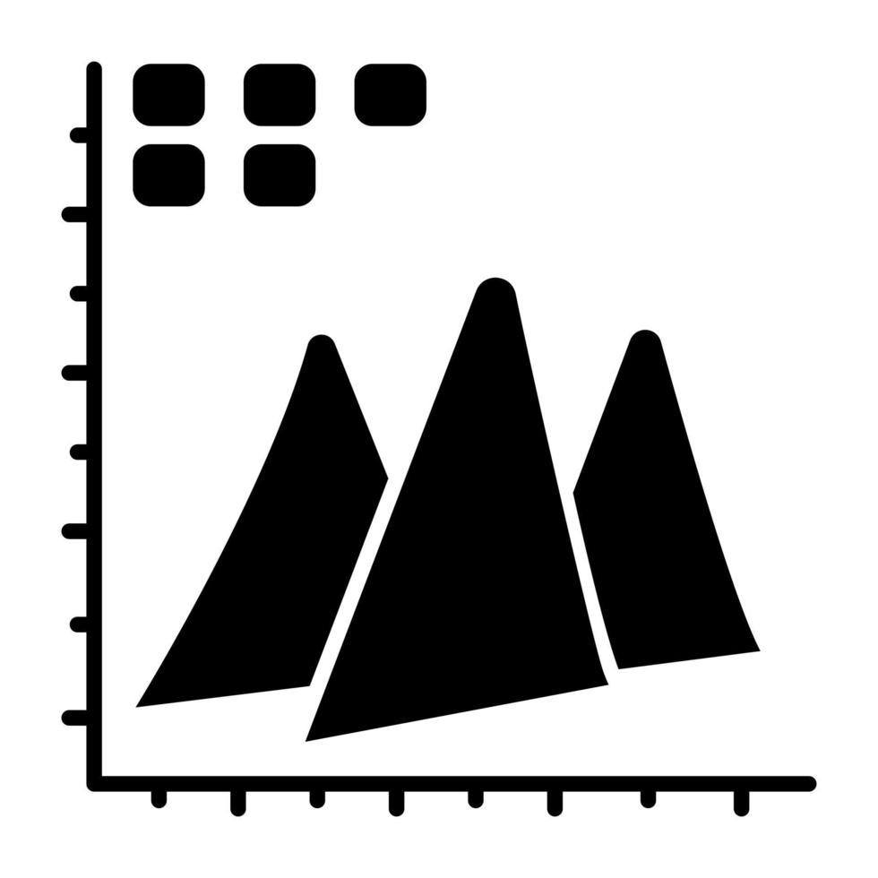 Glyph design icon of area chart vector