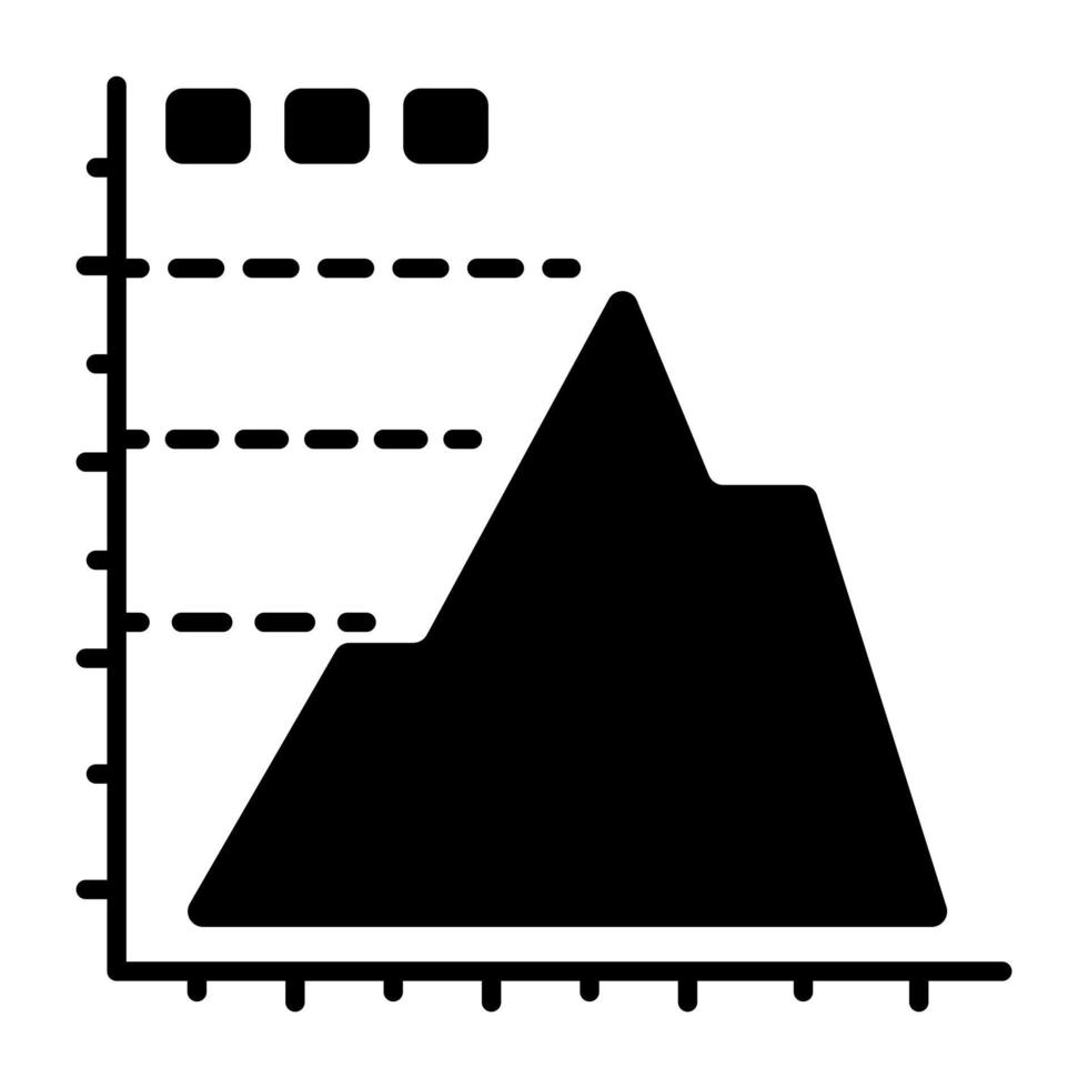 Glyph design icon of area chart vector
