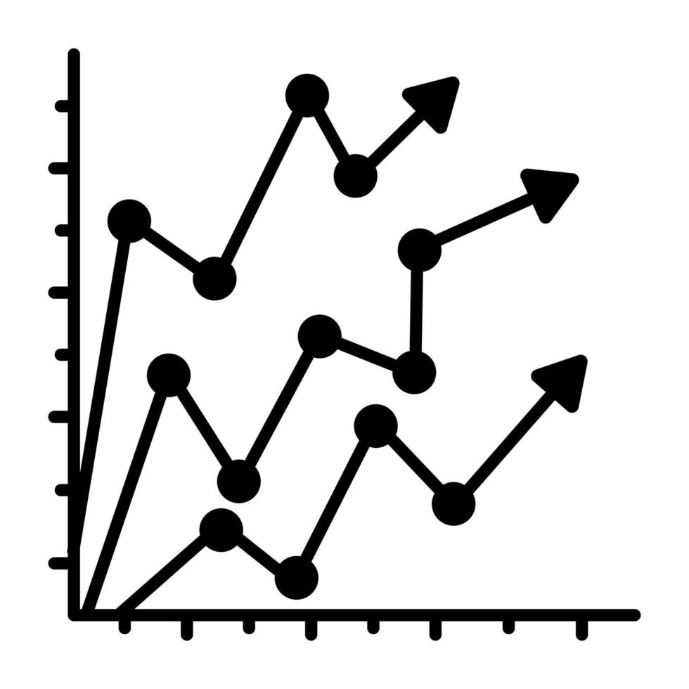 Solid design icon of progress chart vector