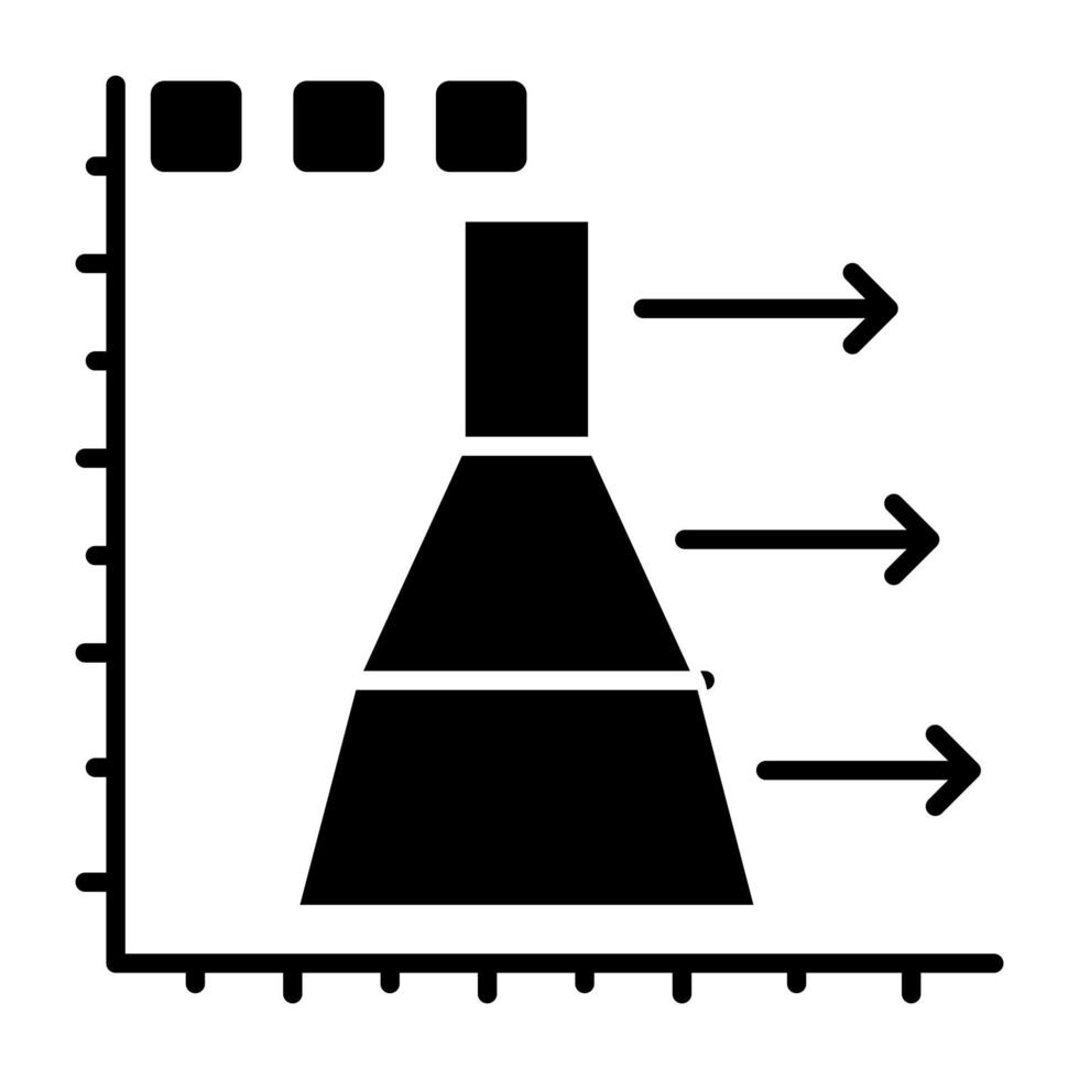 un diseño relleno, icono de gráfico de flechas vector