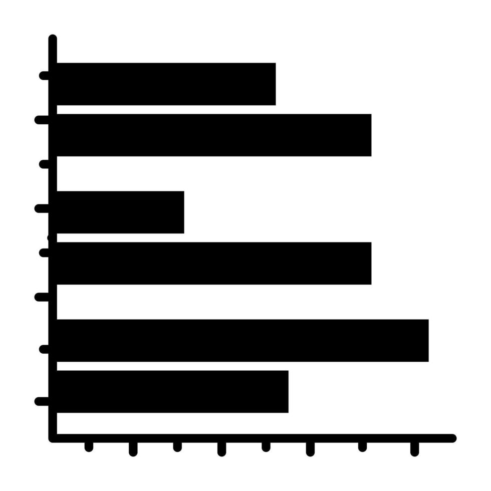 un icono de diseño de glifo de gráfico de barras horizontales vector