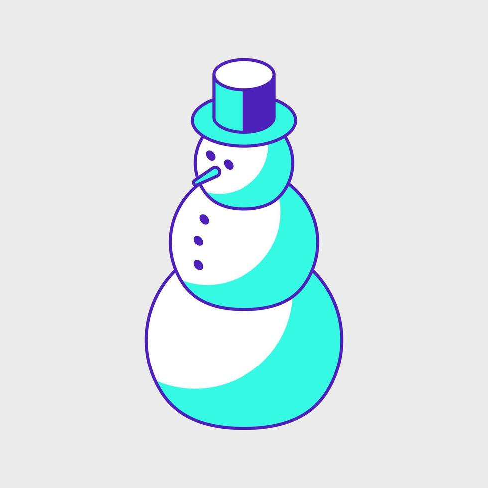 Snowman isometric vector icon illustration