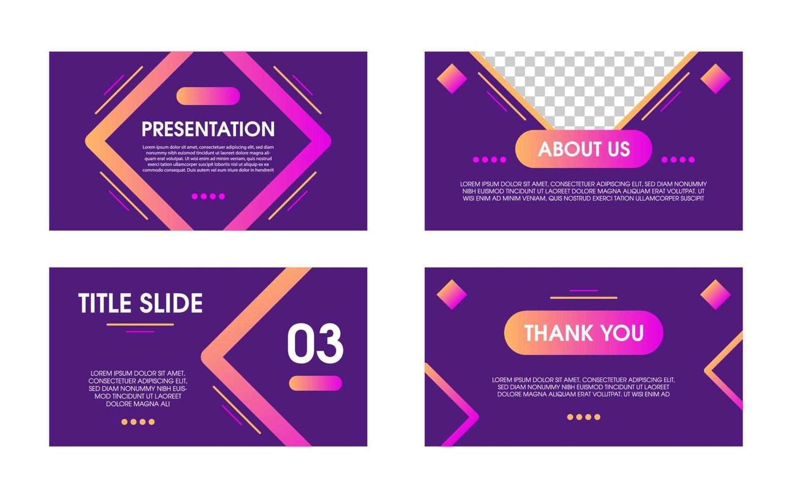 Purple modern presentation templates set. Use for social media,  presentation background, brochure design, website slider, landing page, annual report, company profile. vector