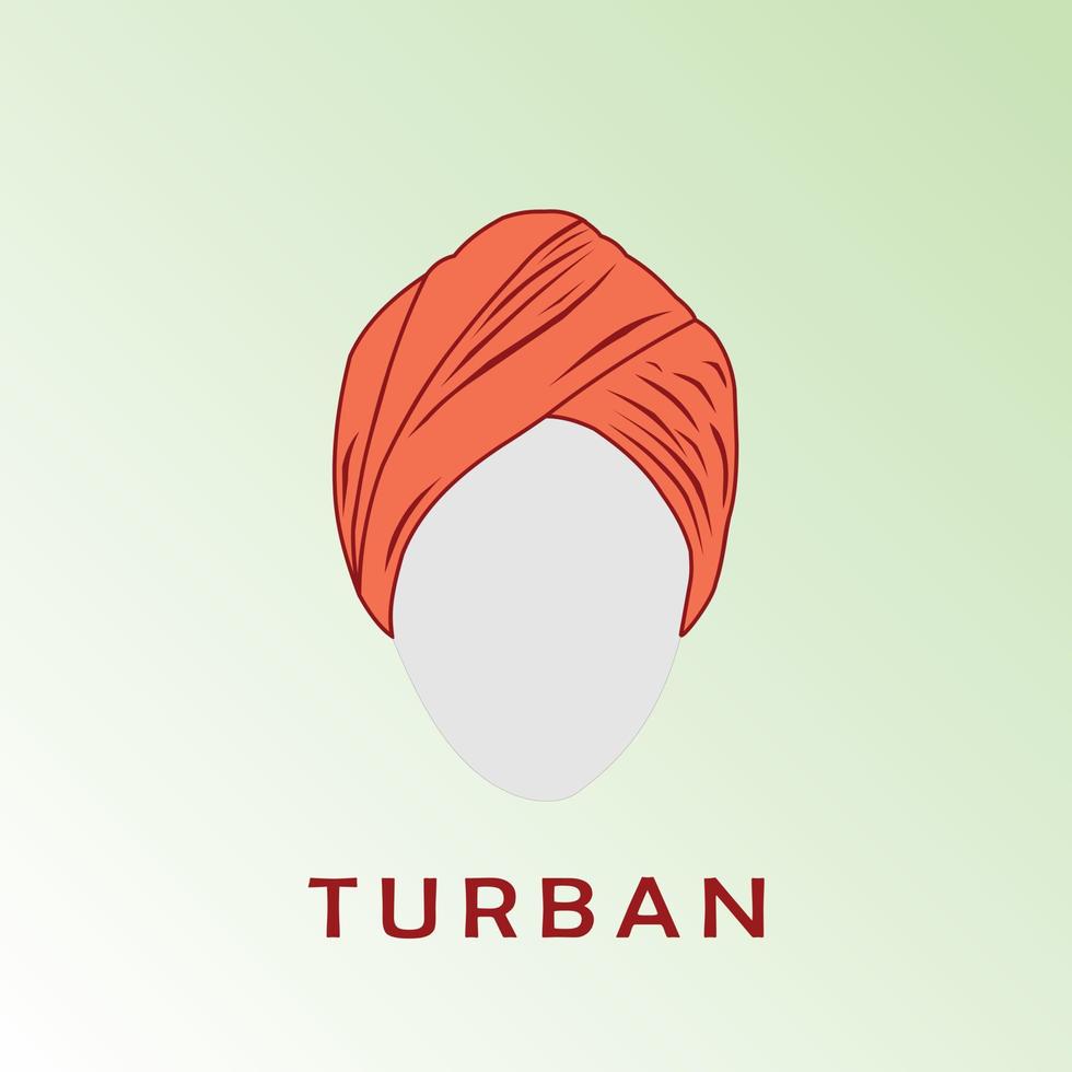 orange turban and faceless head flat vector illustration