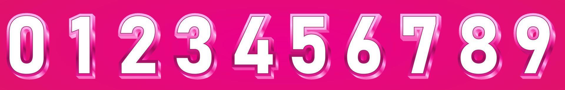 Numbers 3D letters 3D numbers number fonts gradation strength steel vector