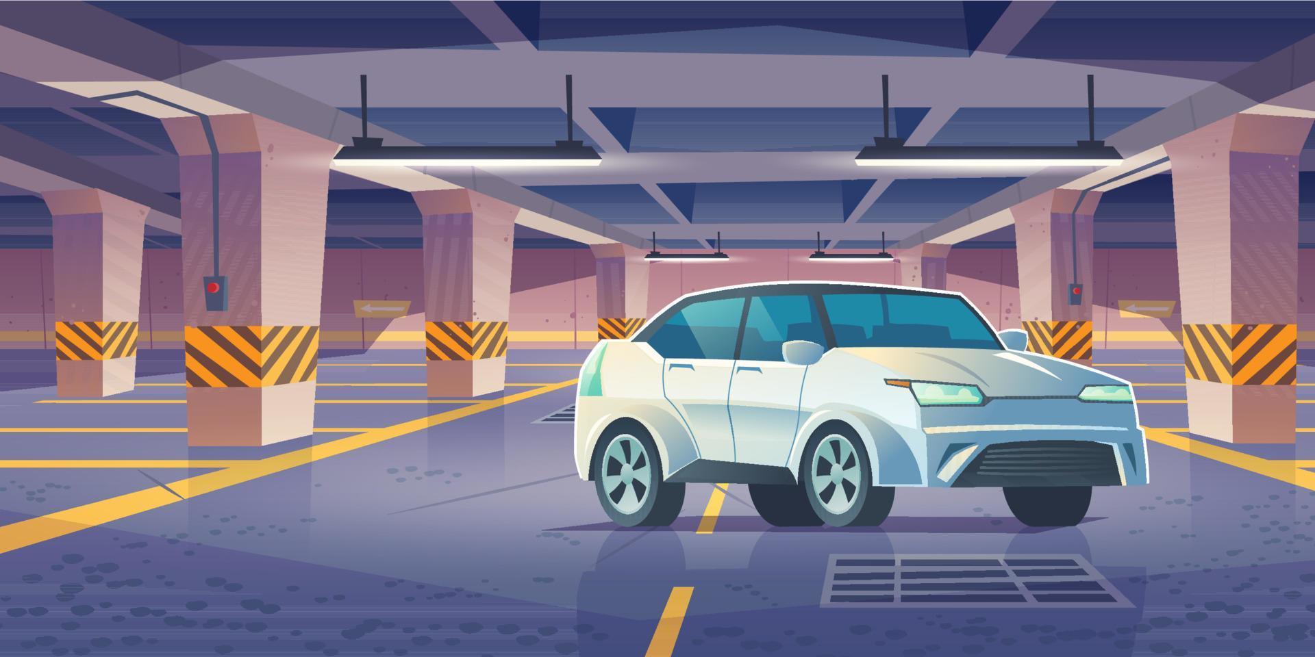 Underground car parking, garage with vehicle. vector