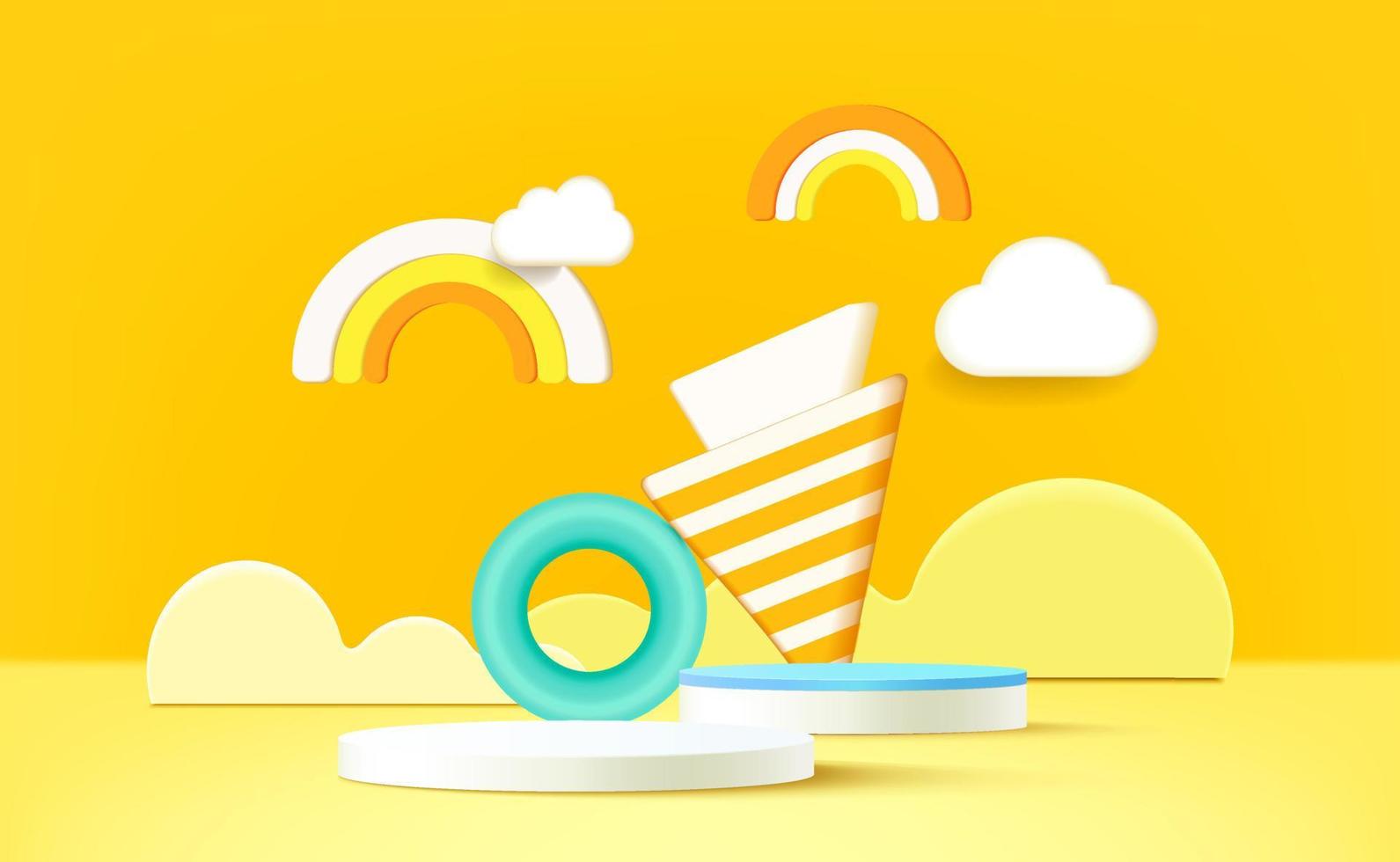 Round podium for product presentation in 3d creative composition. vector