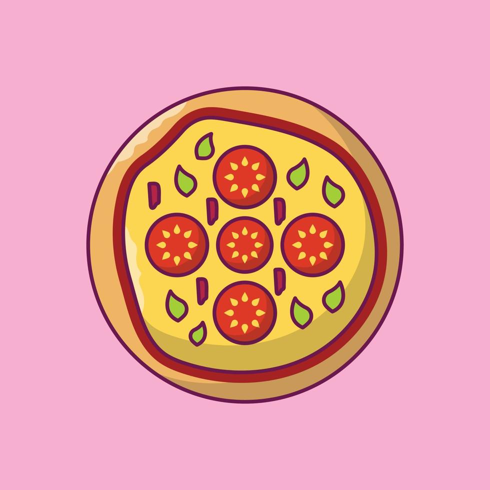 ilustración de vector de pizza en un fondo. símbolos de calidad premium. iconos vectoriales para concepto y diseño gráfico.