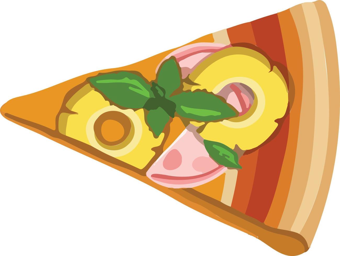 Delicious drawn slice of pizza with cheese illustration vector