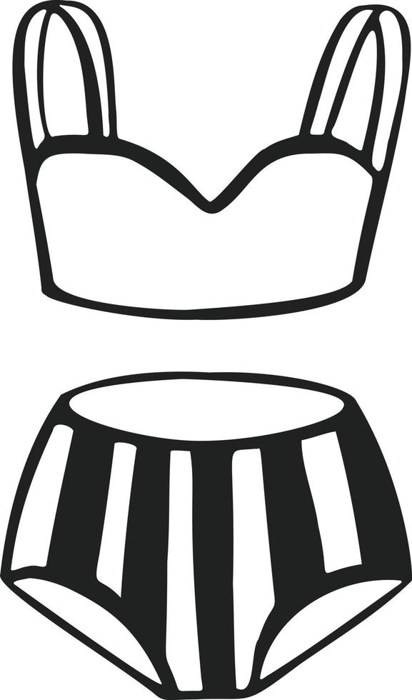 Line striped swimsuit icon and illustration Vector