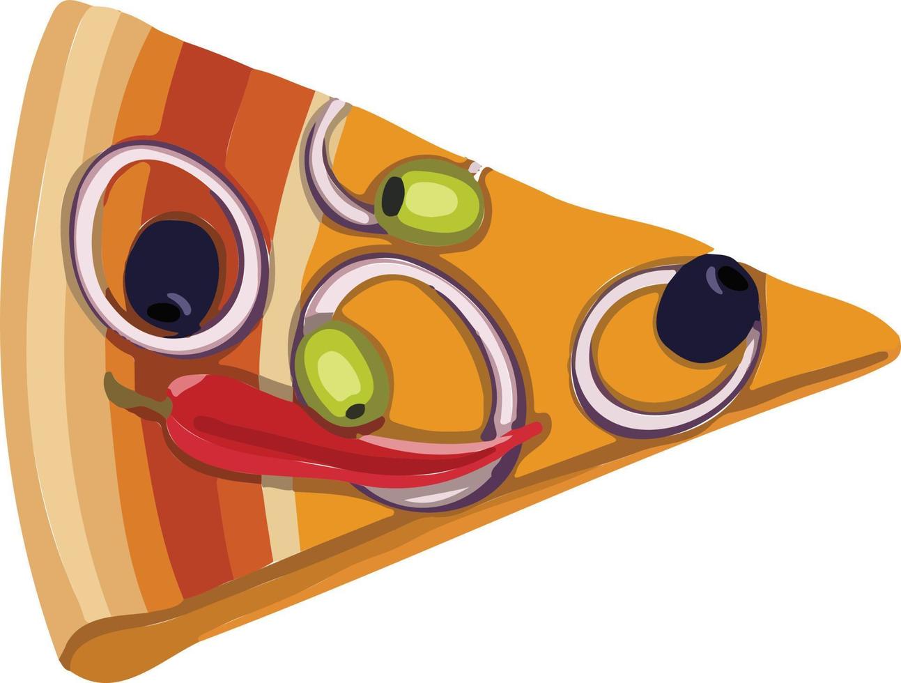 Delicious drawn slice of pizza with cheese illustration vector