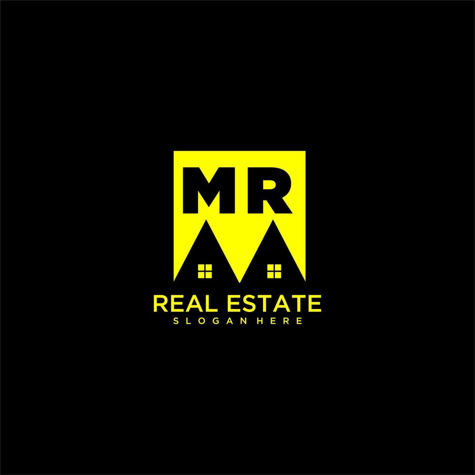MR initial monogram logo real estate in square style design vector