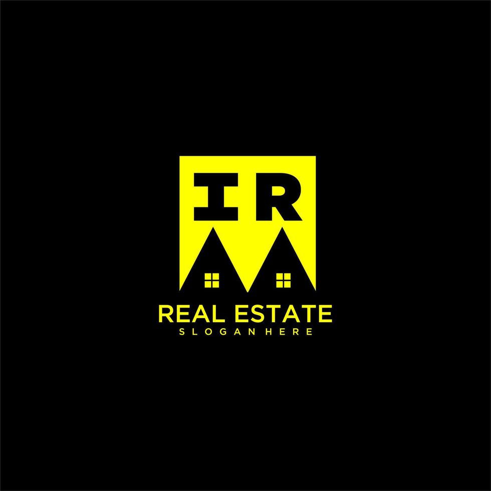 IR initial monogram logo real estate in square style design vector