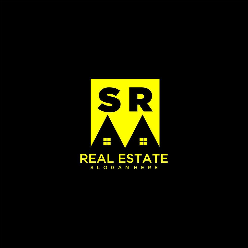 sr logotipo de monograma inicial inmobiliario en diseño de estilo cuadrado vector