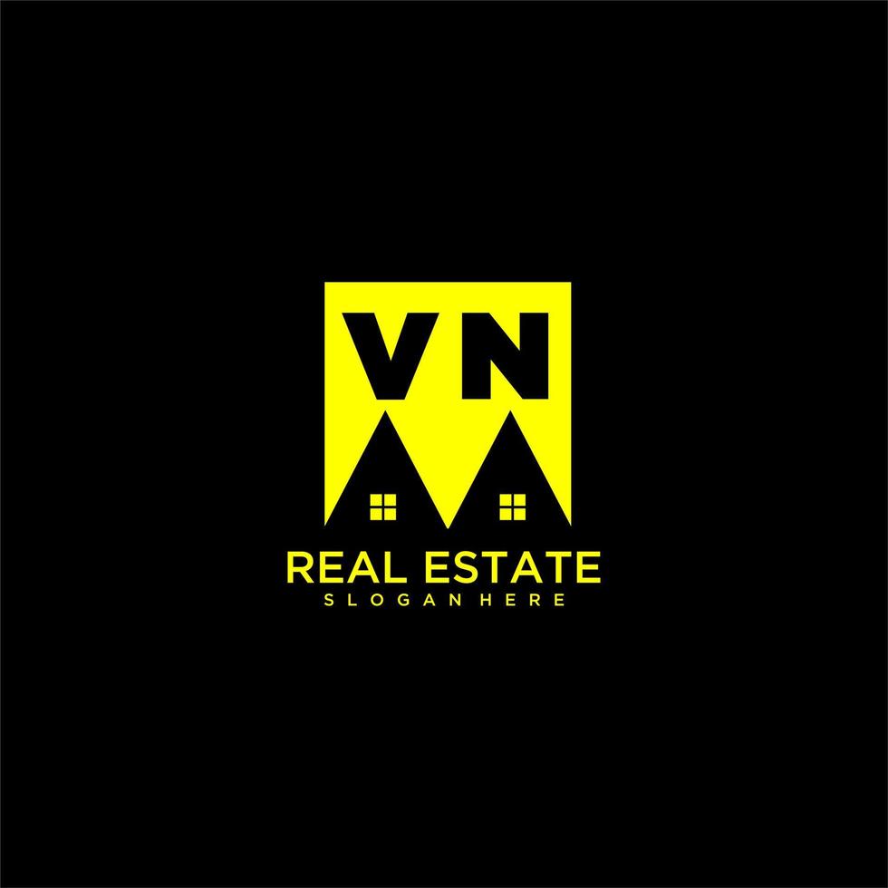 VN initial monogram logo real estate in square style design vector