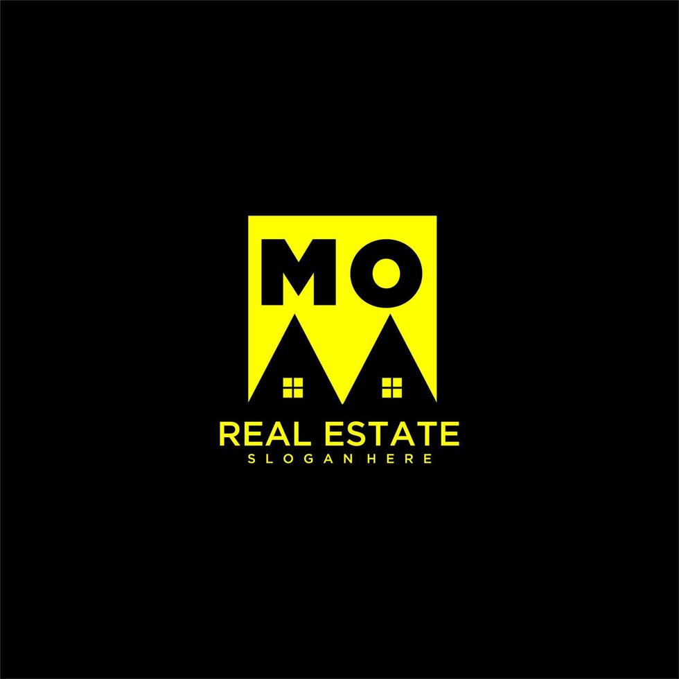 MO initial monogram logo real estate in square style design vector