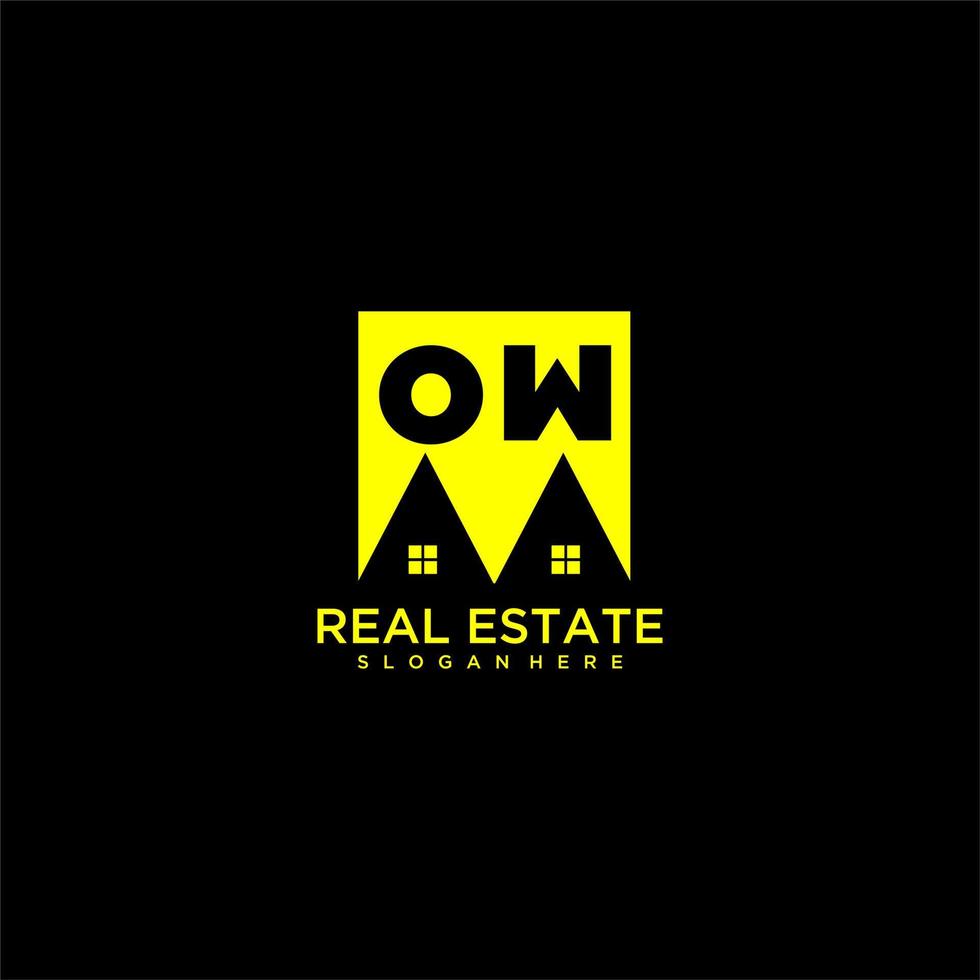 OW initial monogram logo real estate in square style design vector