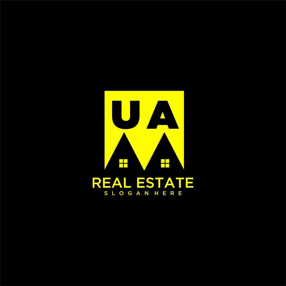 UA initial monogram logo real estate in square style design vector