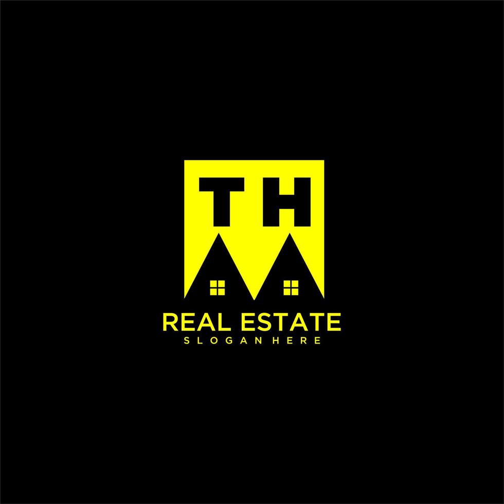 TH initial monogram logo real estate in square style design vector