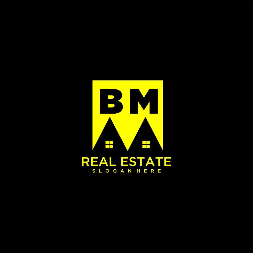 BM initial monogram logo real estate in square style design vector
