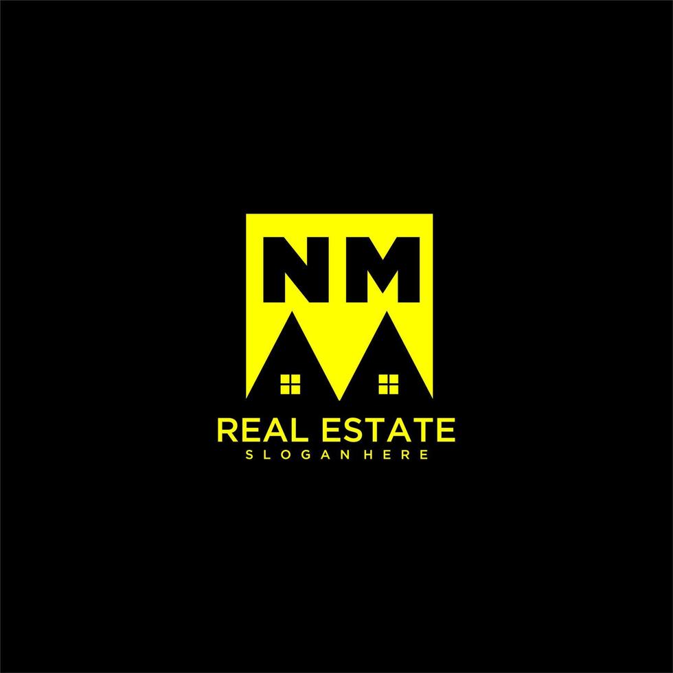 NM initial monogram logo real estate in square style design vector