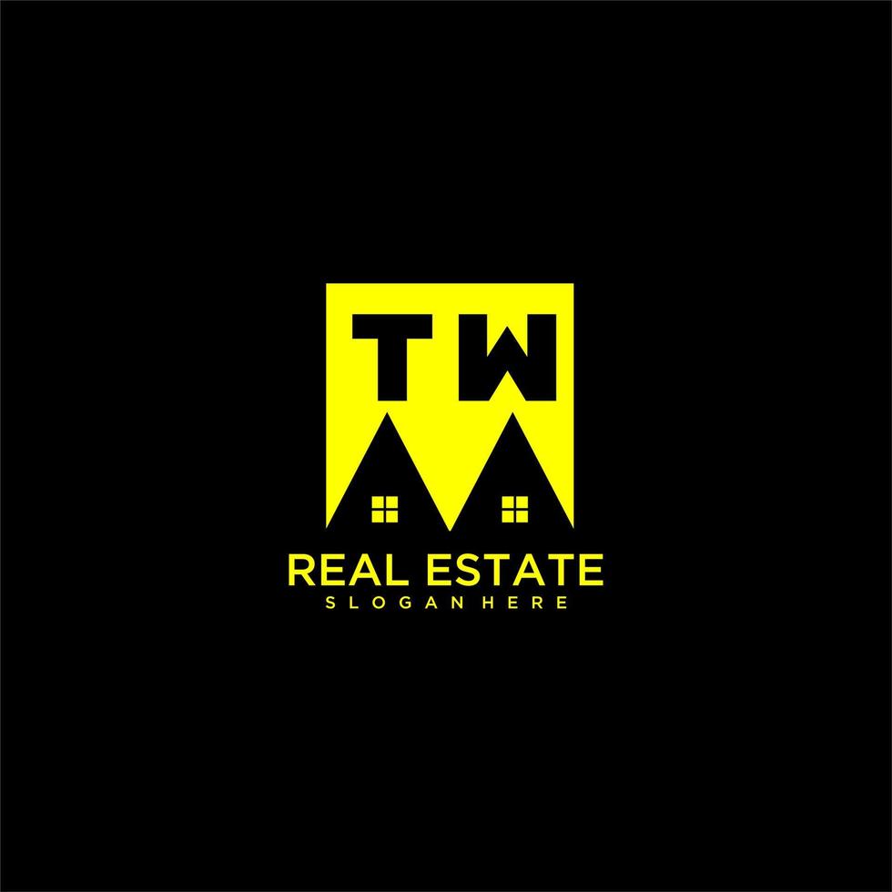 TW initial monogram logo real estate in square style design vector