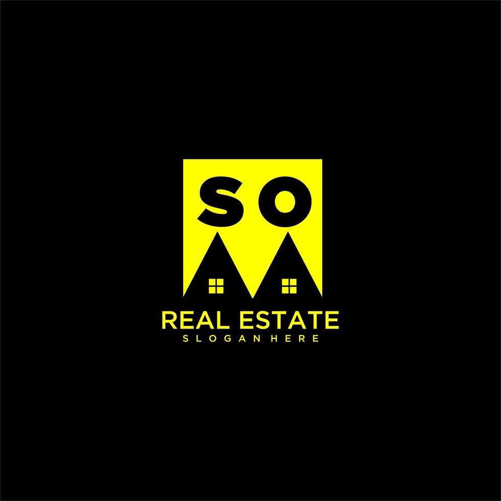 SO initial monogram logo real estate in square style design vector