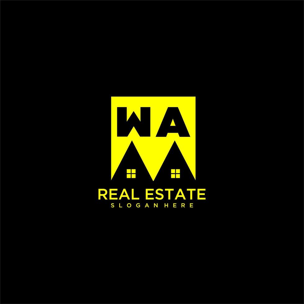 WA initial monogram logo real estate in square style design vector