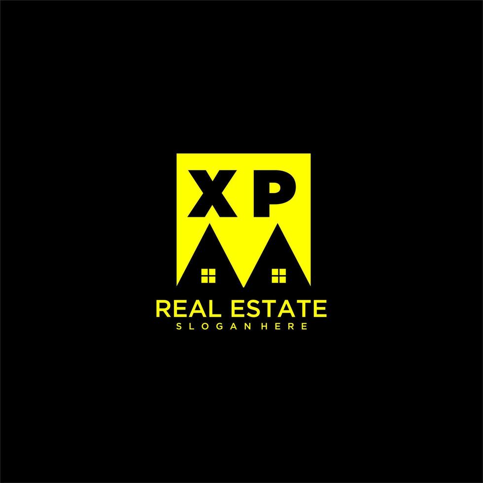 XP initial monogram logo real estate in square style design vector