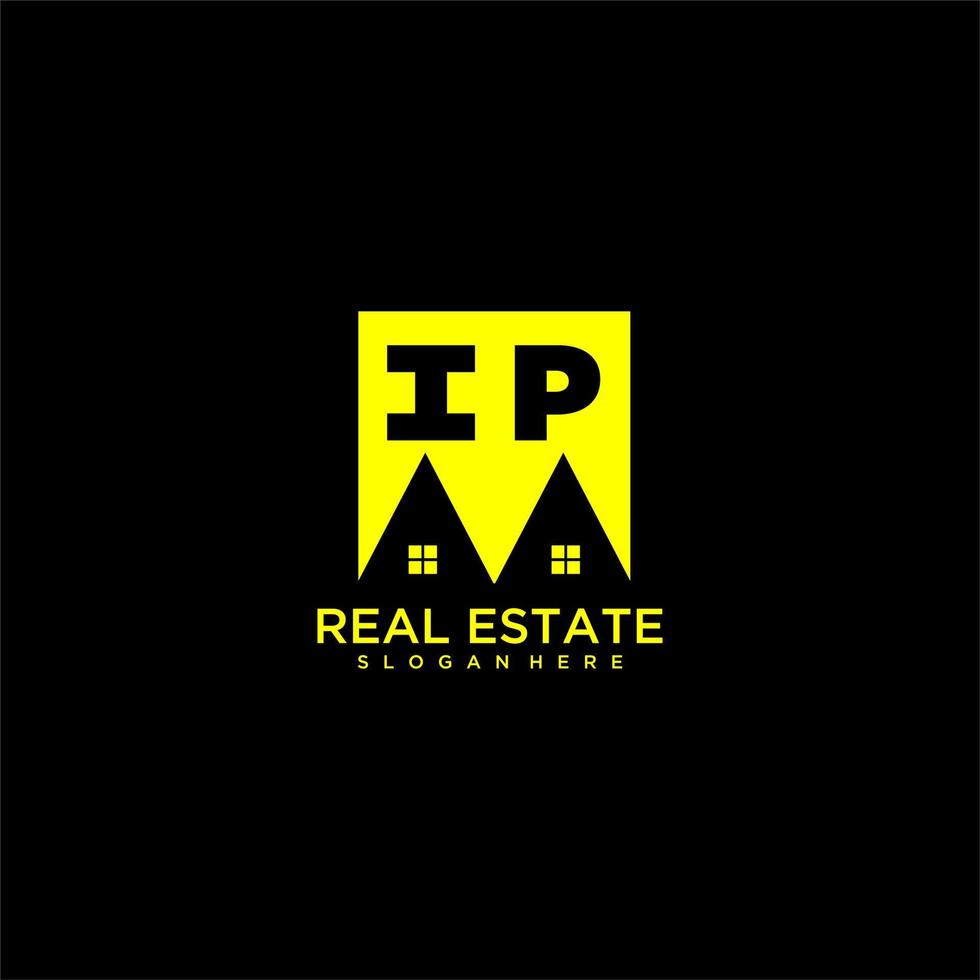IP initial monogram logo real estate in square style design vector