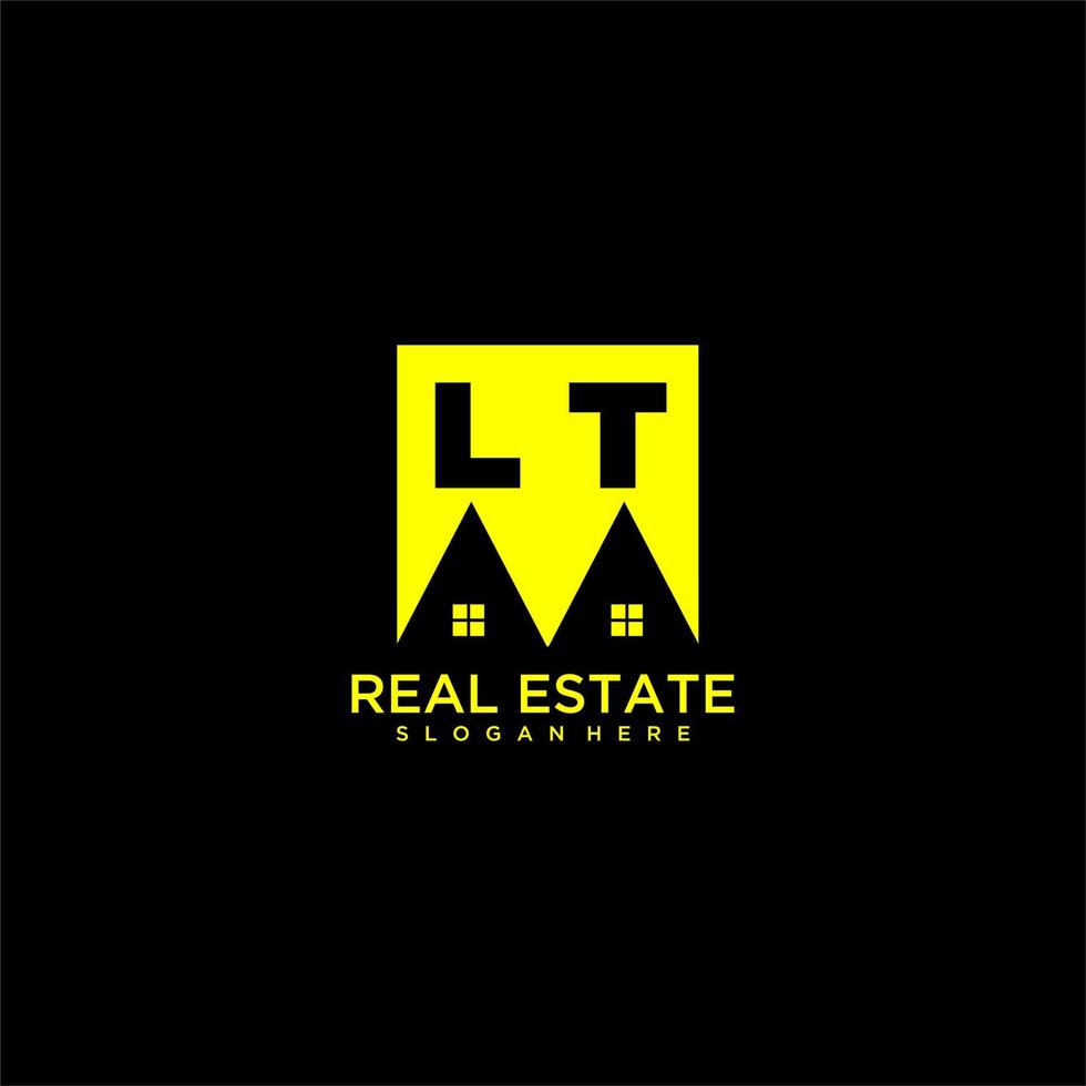 LT initial monogram logo real estate in square style design vector