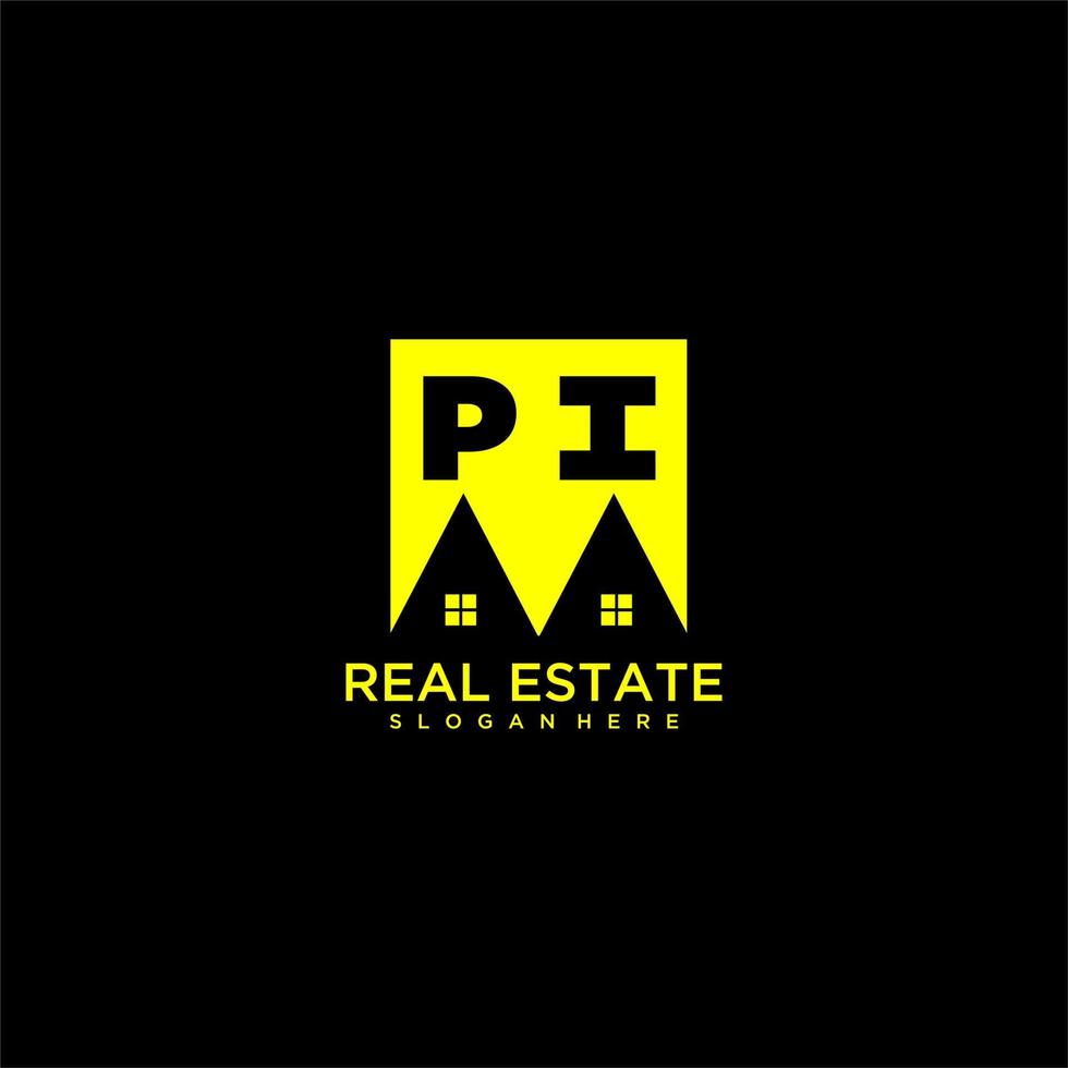 PI initial monogram logo real estate in square style design vector