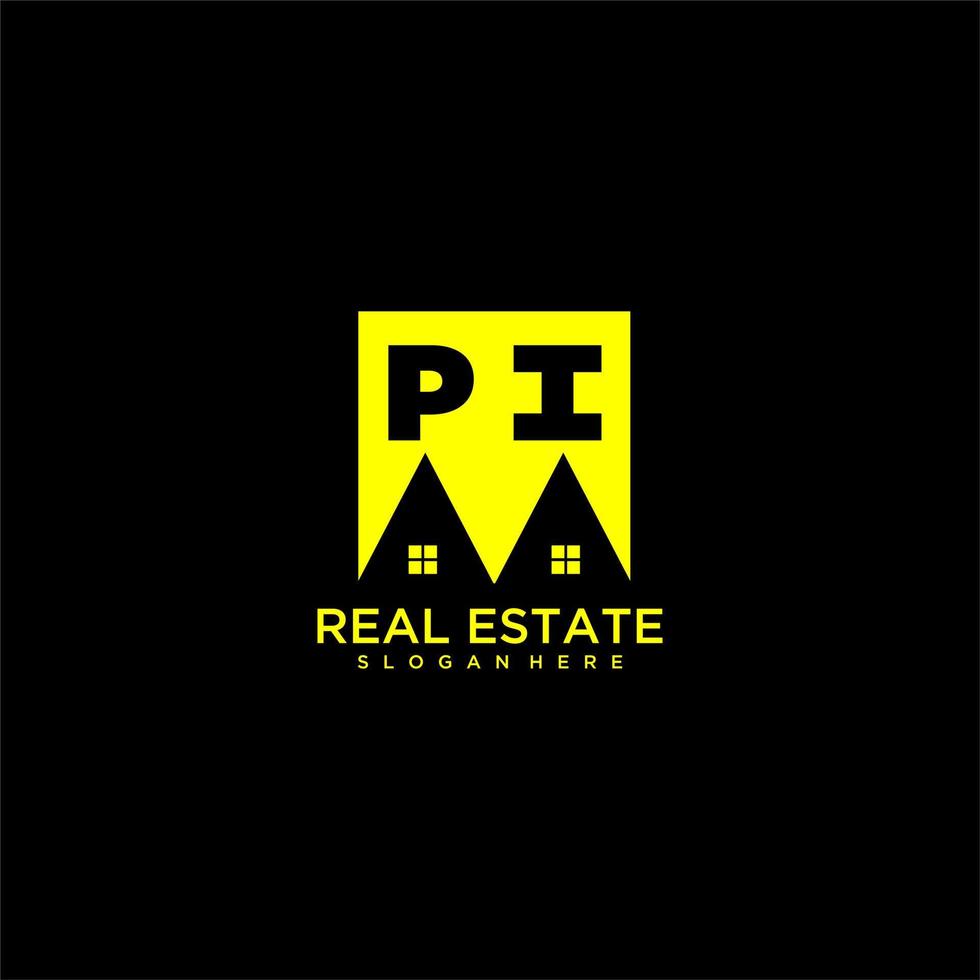 logotipo de monograma inicial pi real estate en diseño de estilo cuadrado vector