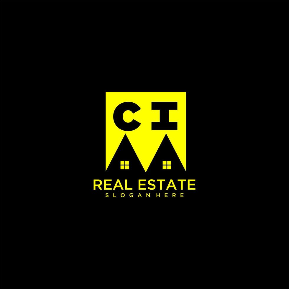 CI initial monogram logo real estate in square style design vector