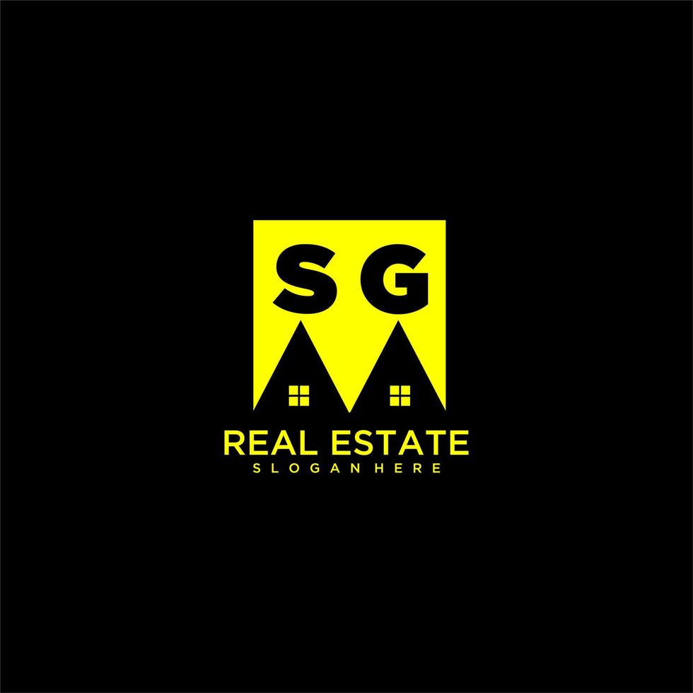 SG initial monogram logo real estate in square style design vector