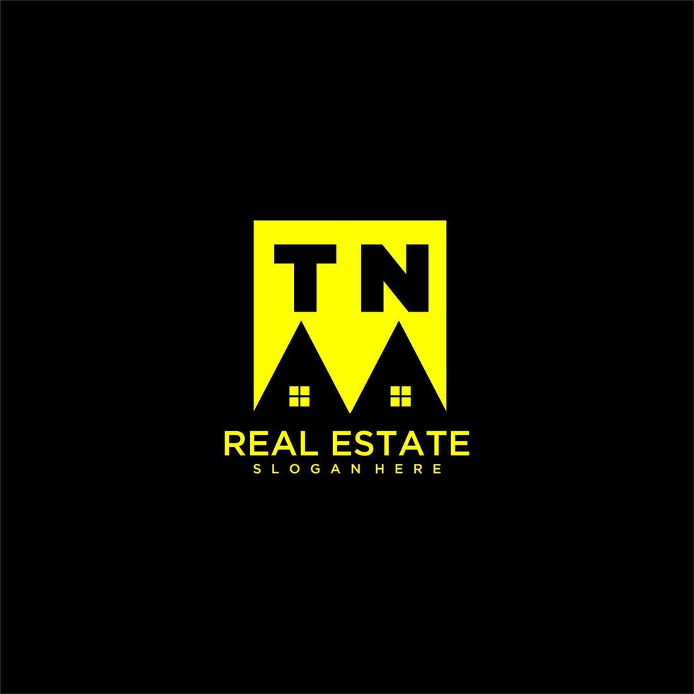 TN initial monogram logo real estate in square style design vector