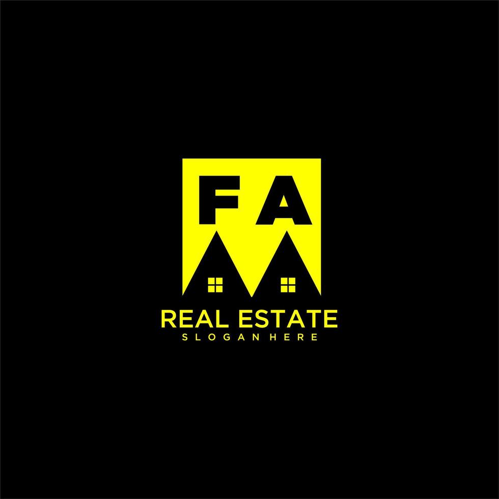 FA initial monogram logo real estate in square style design vector