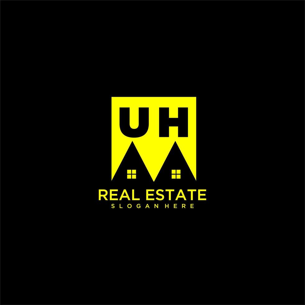 UH initial monogram logo real estate in square style design vector