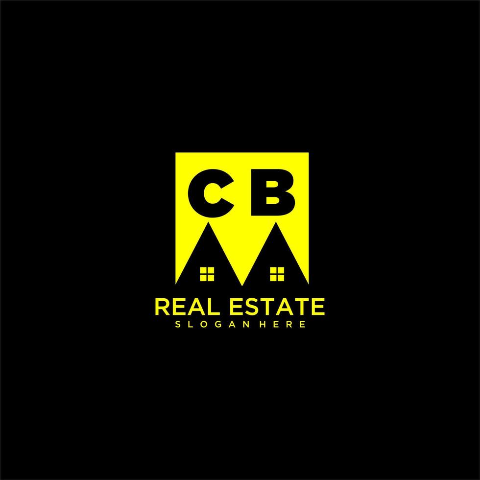 CB initial monogram logo real estate in square style design vector