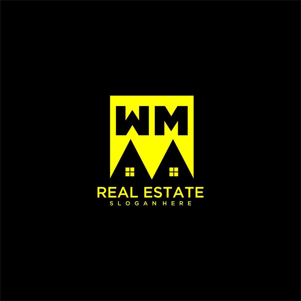 WM initial monogram logo real estate in square style design vector