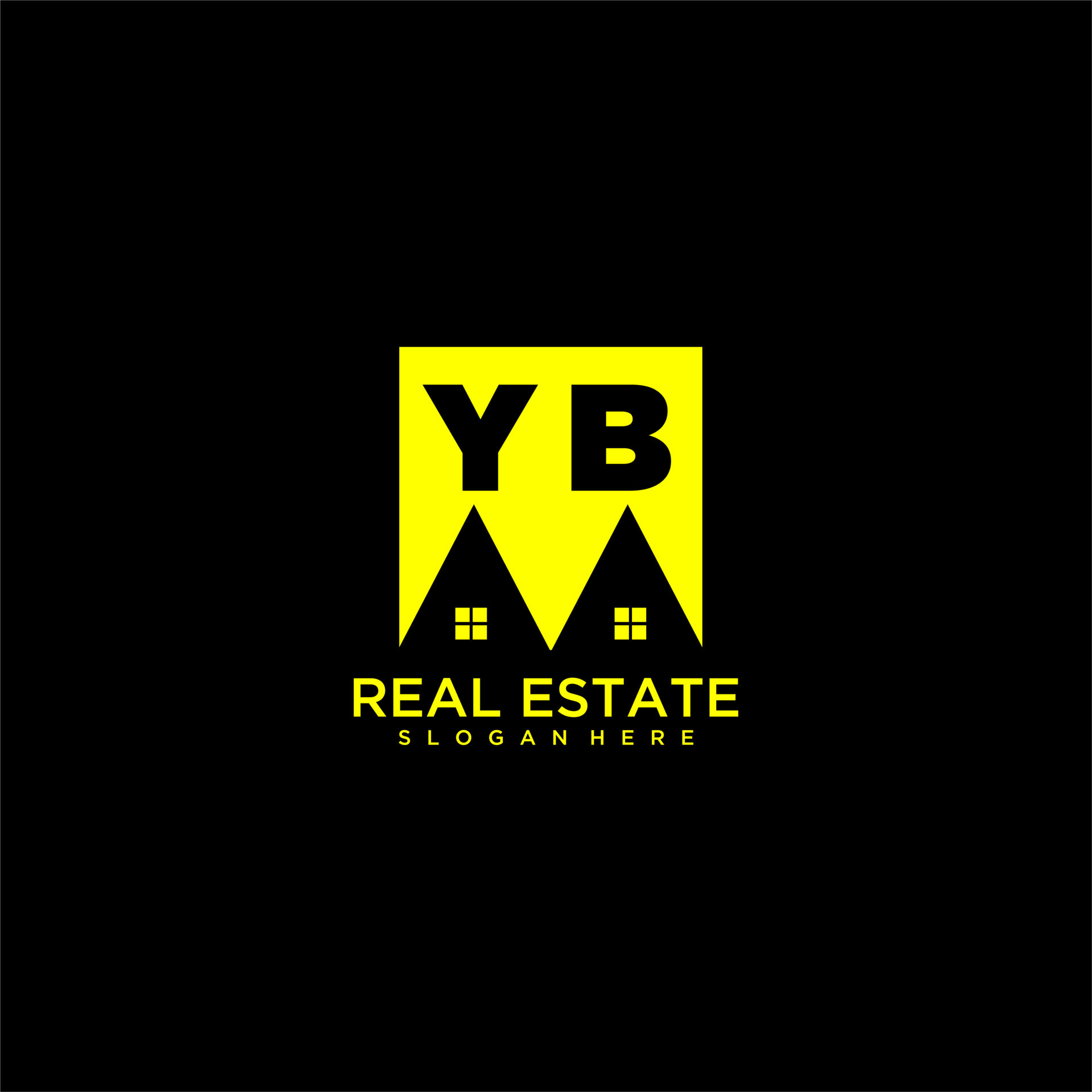 YB initial monogram logo real estate in square style design 14069478
