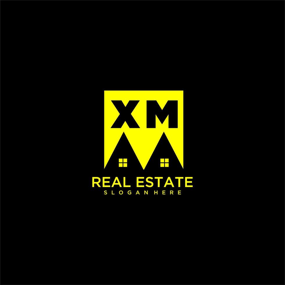 XM initial monogram logo real estate in square style design vector