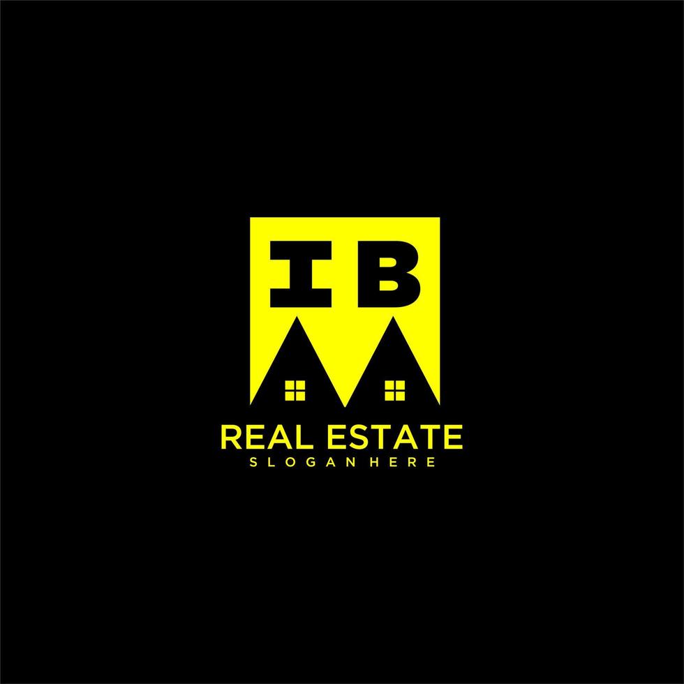 IB initial monogram logo real estate in square style design vector