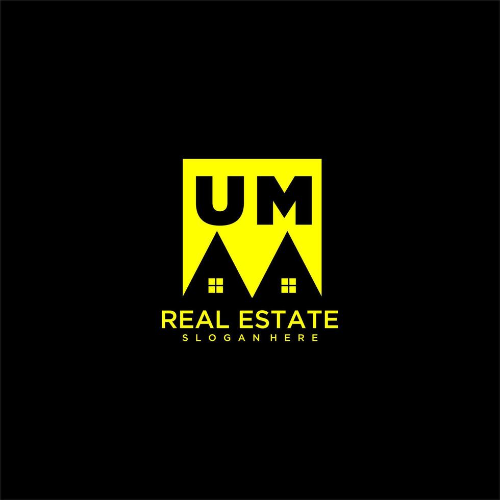 UM initial monogram logo real estate in square style design vector