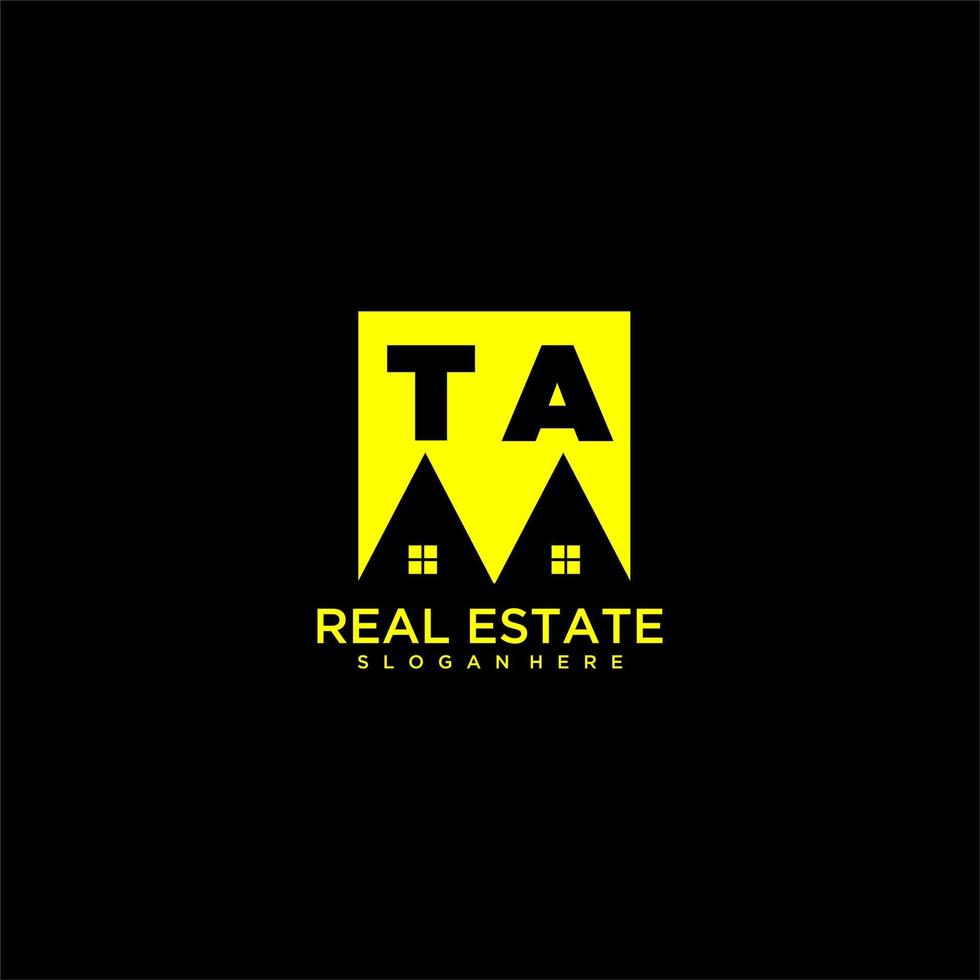 TA initial monogram logo real estate in square style design vector