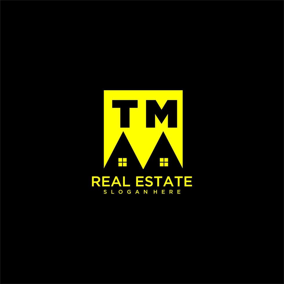 TM initial monogram logo real estate in square style design vector