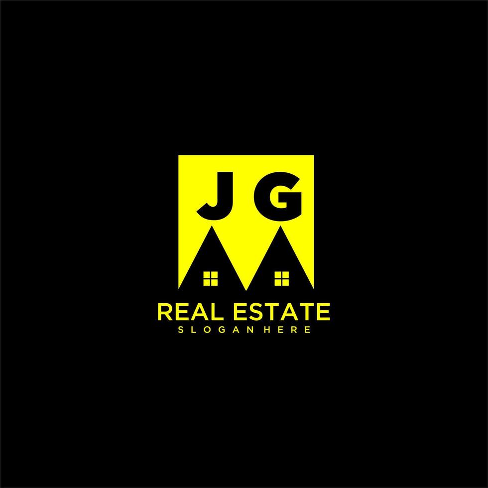 JG initial monogram logo real estate in square style design vector