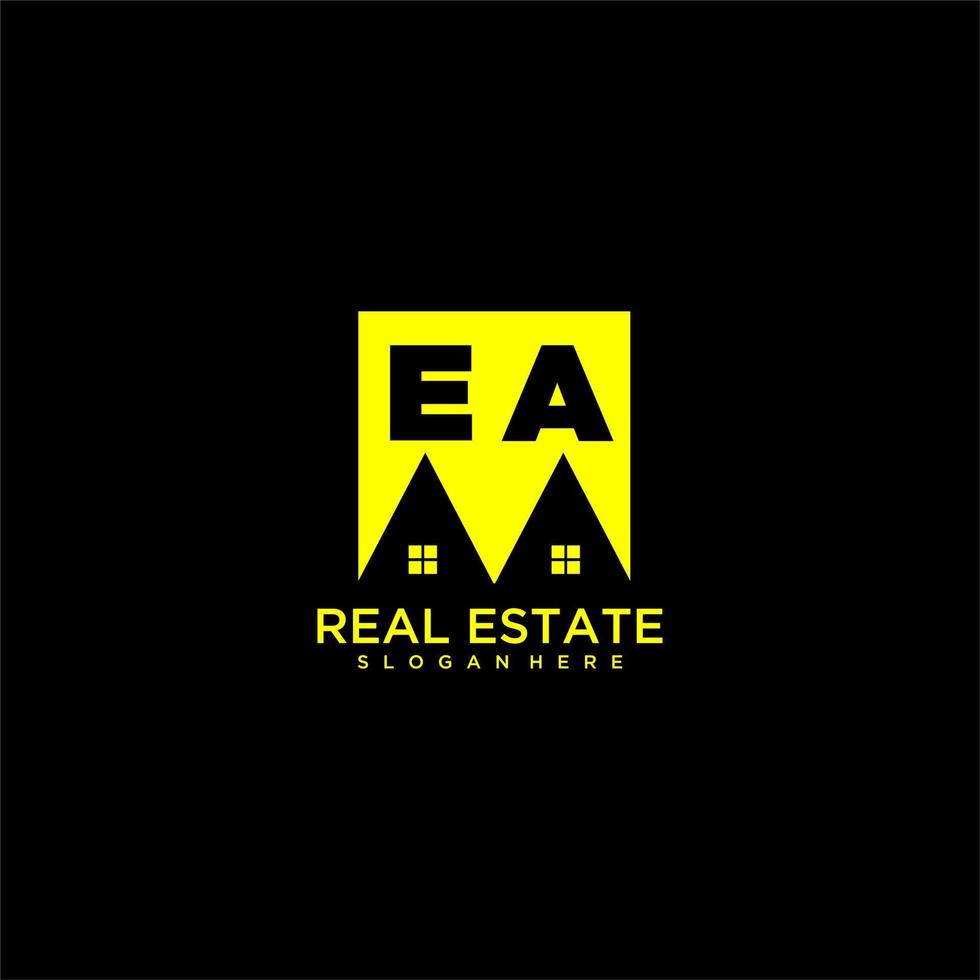 EA initial monogram logo real estate in square style design vector