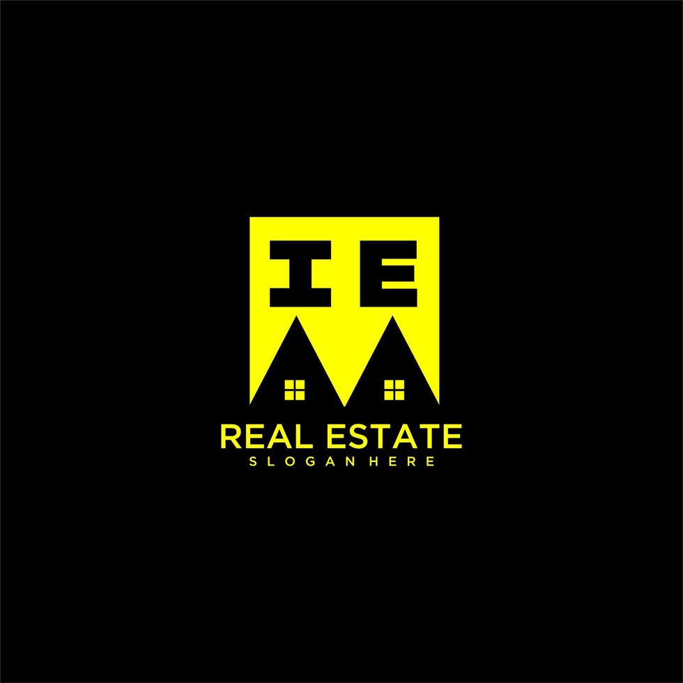 IE initial monogram logo real estate in square style design vector